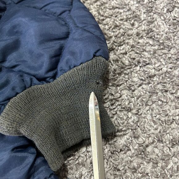 Vintage 70s Bomber Jacket Quilted Nylon Full Zip Navy Blue Military Grunge - Picture 9 of 13